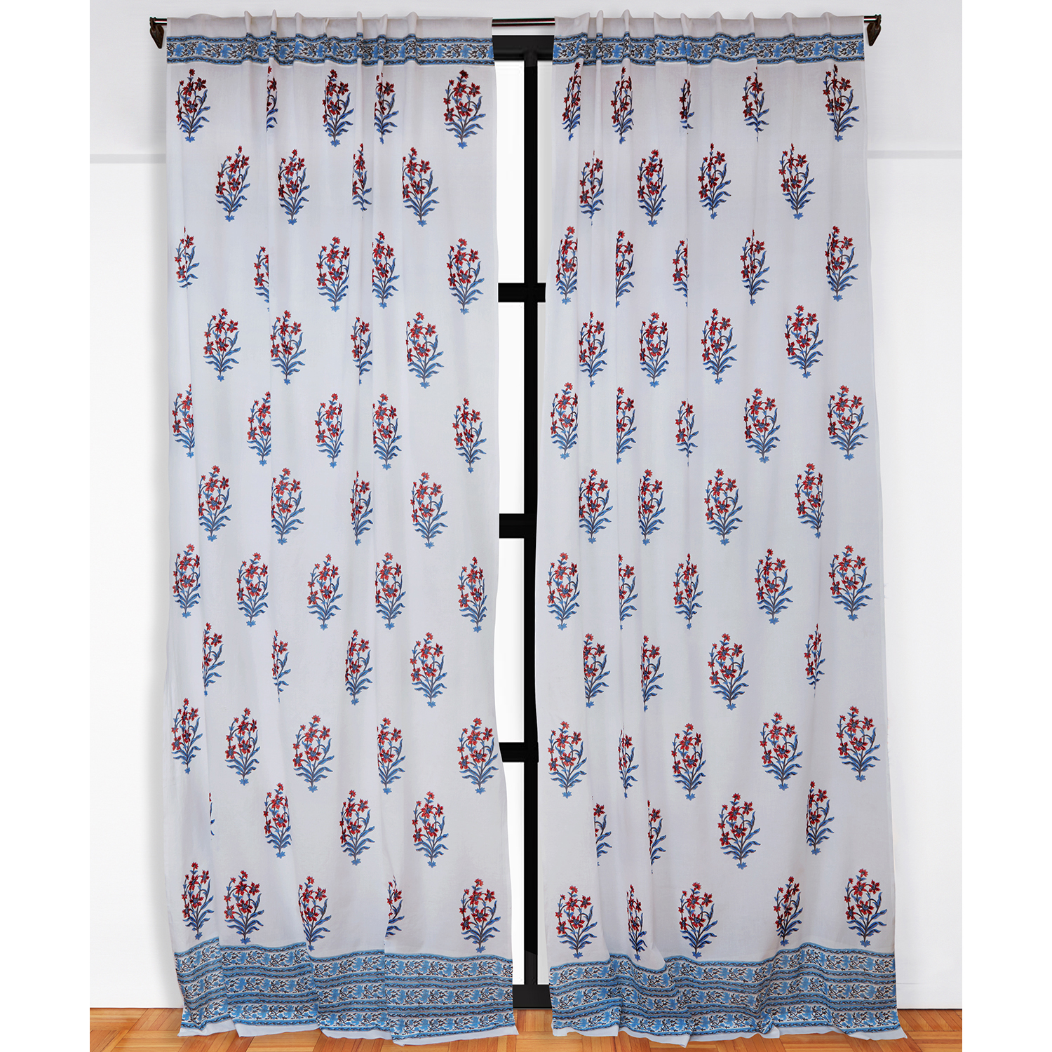 Nargis Curtain - Orange/Blue